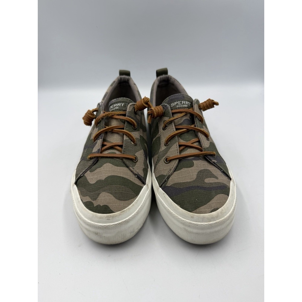 Sperry Crest Vibe Womens 10 Camo Canvas Sneakers Lace Up Casual Shoes Ripstop - Picture 2 of 8